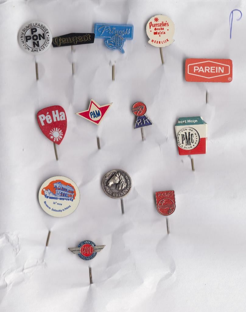 13 speldje P - o.a. Philips, PK, PON en Punselie wafels, Ophalen of Verzenden, Gebruikt, Overige onderwerpen