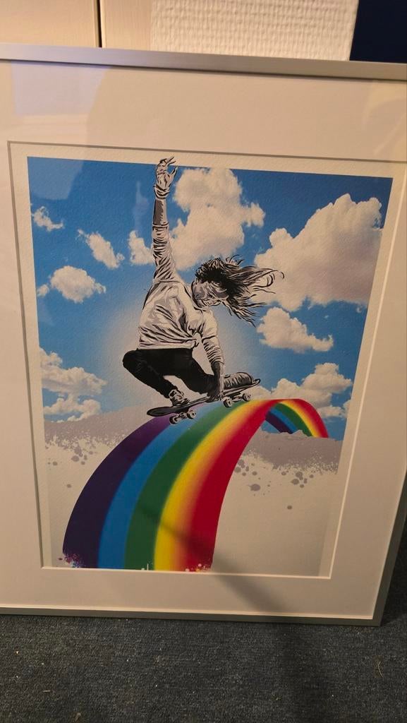 Rainbow Skateboard Print Alessio-B Ingelijst, Antiek en Kunst, Ophalen of Verzenden
