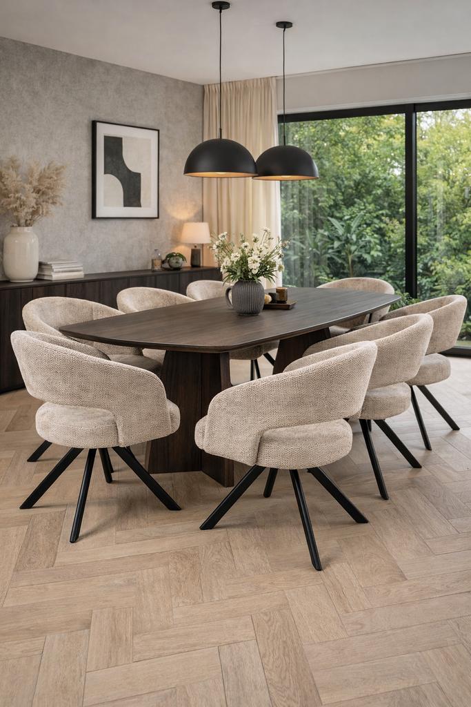 Eetkamerstoelen Taupe Draaibaar 8 Stoelen NIEUW‼️