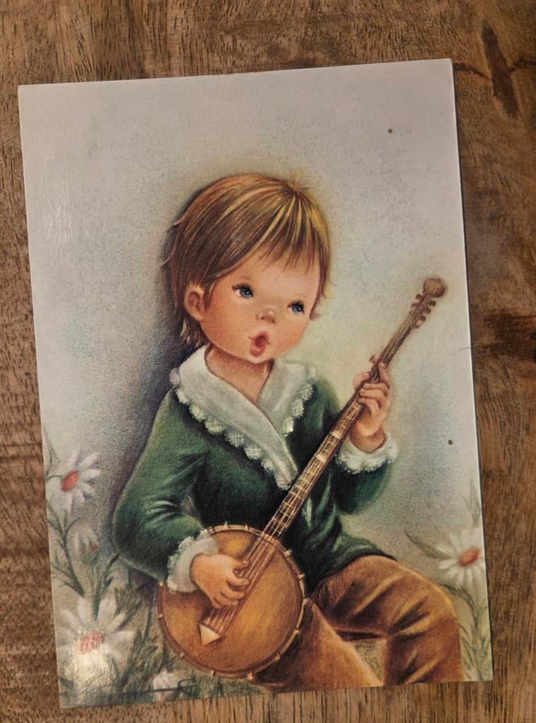 Jongen speelt banjo - Cris, Verzamelen, Verzenden, 1960 tot 1980, Gelopen, Kinderen