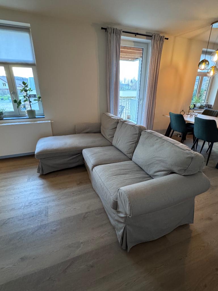 Ektorp bank 3 zits met chaise longue lichtgrijs, Huis en Inrichting, Ophalen, 250 tot 300 cm, Gebruikt, Hoekbank