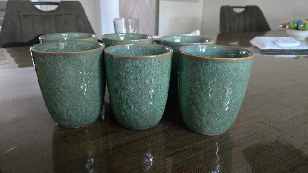 Set van 6 nieuwe Leonardo Matera mokken - Groen, Ophalen, Keramiek, Nieuw, Effen