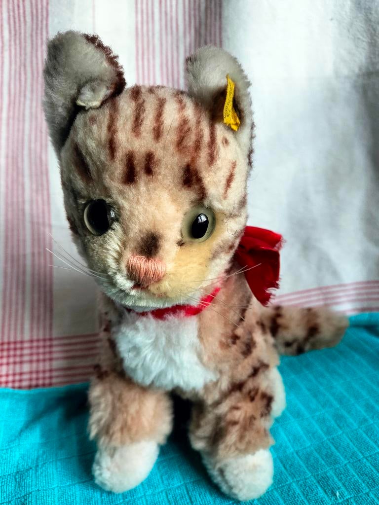 Vintage Brocante Speelgoed STEIFF kat poes, Ophalen of Verzenden