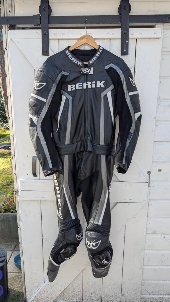 Berik Motorpak Leer Maat 52 - Zwart/Grijs, Motoren, Kleding | Motorkleding, Ophalen of Verzenden, Berik, Tweedehands, Heren