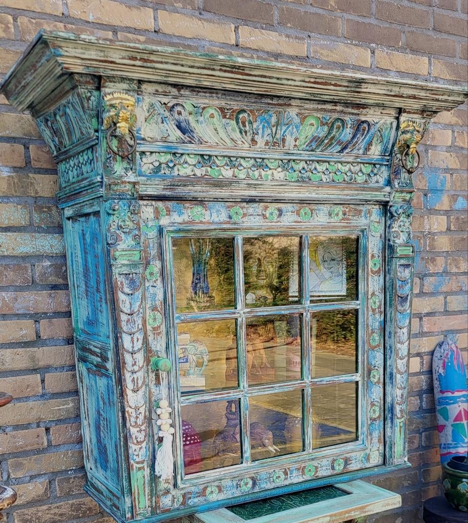 Shabby/Houtsnijwerk/Boho/Vitrinekast/Kast/India Ibiza style, Ophalen