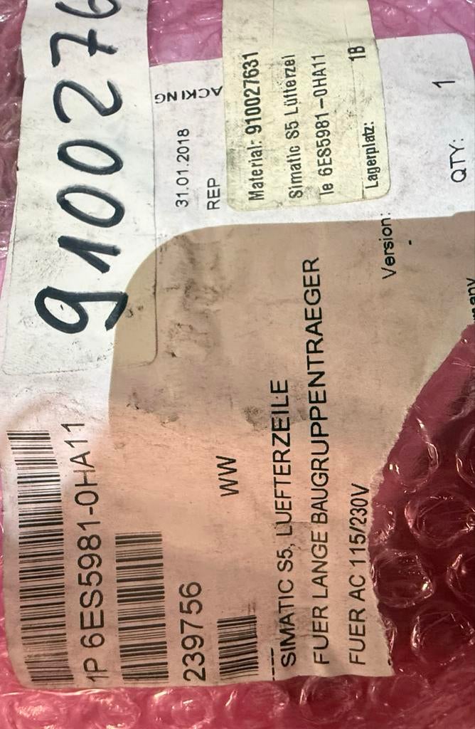 Siemens SIMATIC S5 Ventilator voor lange racks 115/230V AC, Hobby en Vrije tijd, Elektronica-componenten, Ophalen of Verzenden