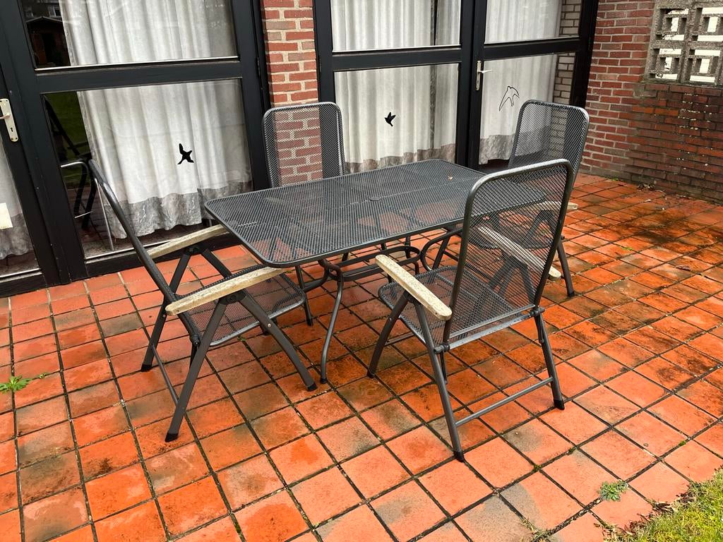 Degelijke antraciet stalen tuinset, Ophalen, Gebruikt, Eettafel, Tuinset