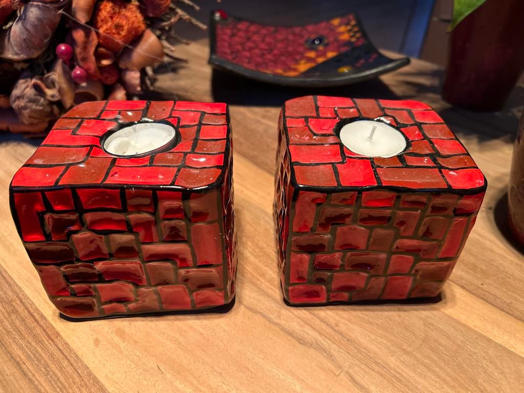 Decoratieve Kaarshouders - Wereldwinkel Stijl, Ophalen, Overige materialen, Zo goed als nieuw, Rood