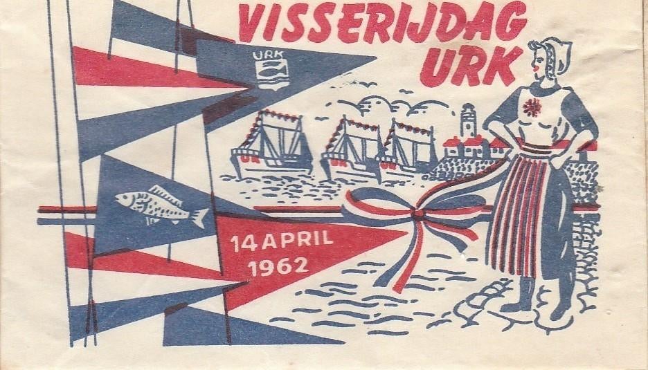 visserijdag Urk 1962 - vuurtoren vis klederdracht vlaggetjes, Ophalen of Verzenden