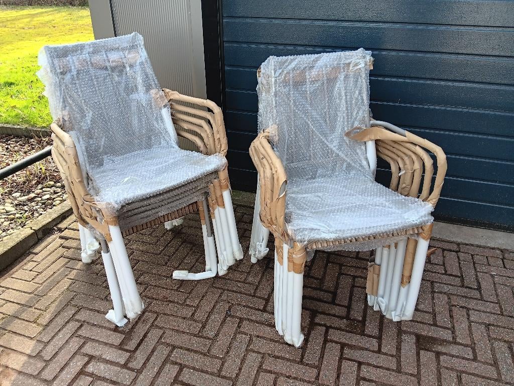 129 nieuwe metalen horeca terrasstoelen-terras stoelen, Ophalen, Terras, Zo goed als nieuw, Metaal