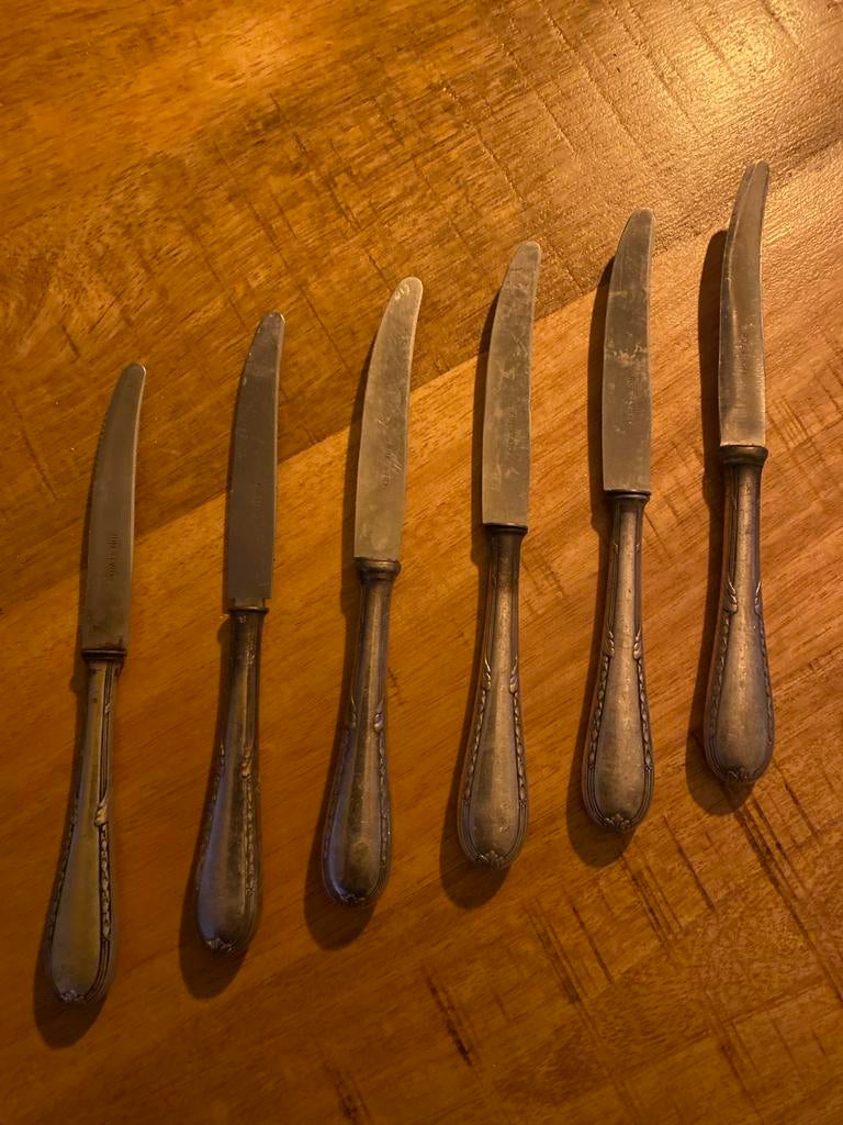 6 Antieke WMF Verzilverde Fruitmesjes - Barock Design, Antiek en Kunst, Antiek | Bestek, Ophalen