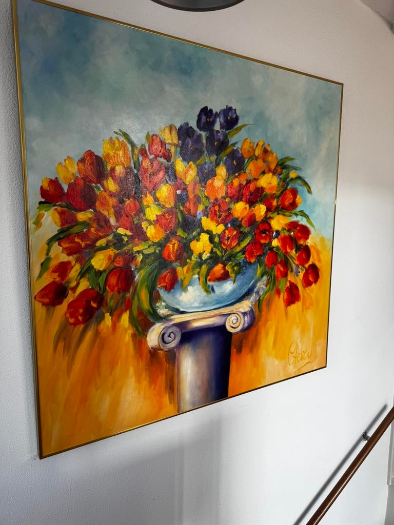 Tulpen schilderij, Antiek en Kunst, Kunst | Schilderijen | Abstract, Ophalen of Verzenden