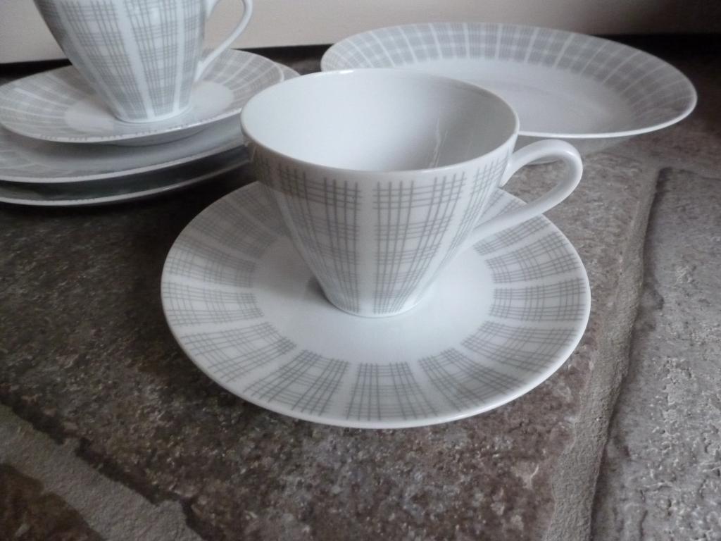 Vintage ontbijtsetjes grijs motief Winterling, Gebruikt, Overige typen, Ophalen of Verzenden, Overige stijlen