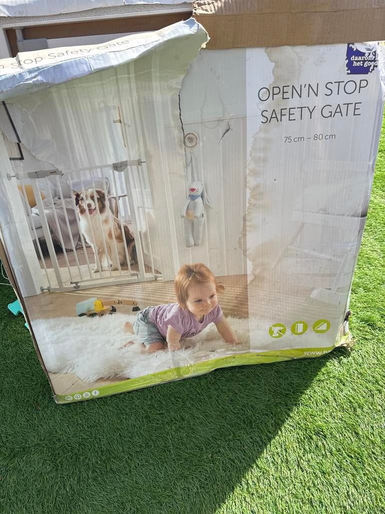 Open'n Stop Safety Gate - Veiligheidshekje voor kinderen/die, Nieuw, Ophalen of Verzenden, Klemhekje, Metaal of IJzer