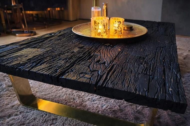 Richmond interiors salontafel zwart wagonhout, 100 tot 150 cm, Zo goed als nieuw, Minder dan 50 cm, Rechthoekig