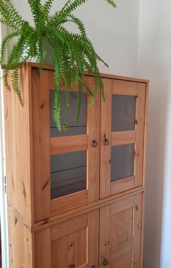houten buffetkast vitrinekast buffet vitrine servies kast, Huis en Inrichting, Kasten | Buffetkasten, Gebruikt, 150 tot 200 cm