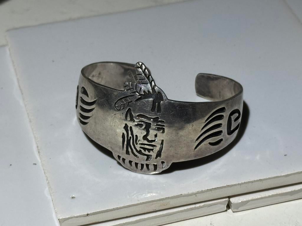Massief Sterling zilveren navajo hopi armband, Ophalen of Verzenden, Zo goed als nieuw, Zilver, Zilver