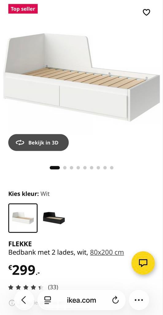🔝BED VOOR STUDENT! IKEA bedbank, 2 lades, wit, 80x200 cm, Huis en Inrichting, Slaapkamer | Bedden, Ophalen, Gebruikt, Eenpersoons