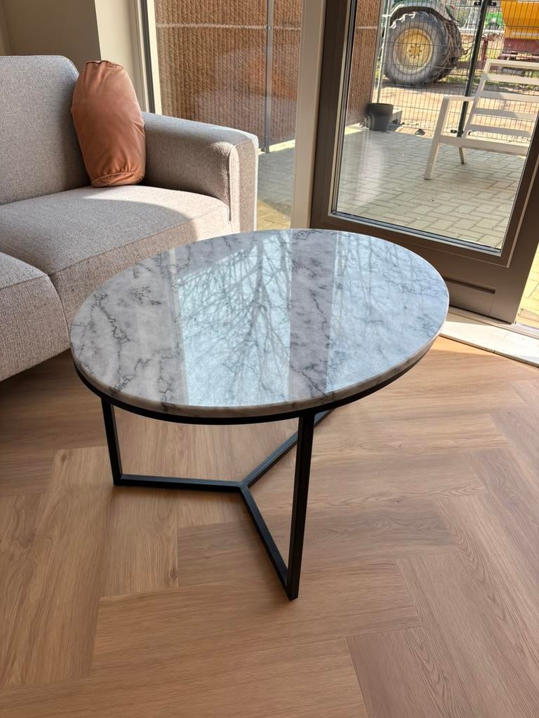 Wit Marmer Loods5 design ovaal salontafel 87x68cm, Huis en Inrichting, Tafels | Salontafels, Ophalen, 100 tot 150 cm, 50 tot 100 cm