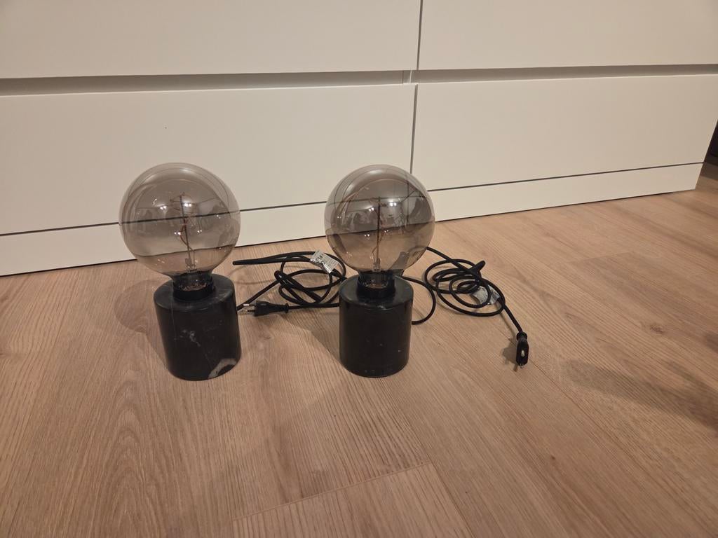 2 x tafellamp (ikea) marmer/zwart, Huis en Inrichting, Ophalen