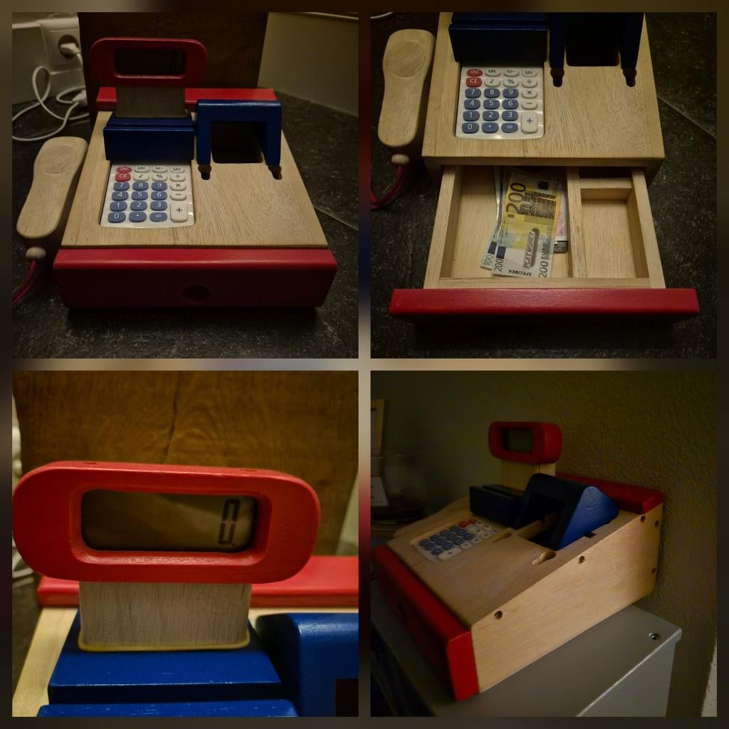 Houten speelgoed kassa met accessoires, Ophalen of Verzenden