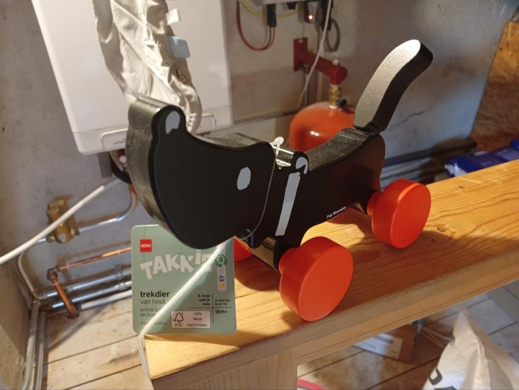 Takkie trekdier van hout nieuw, Kinderen en Baby's, Speelgoed | Houten speelgoed, Ophalen of Verzenden, Nieuw