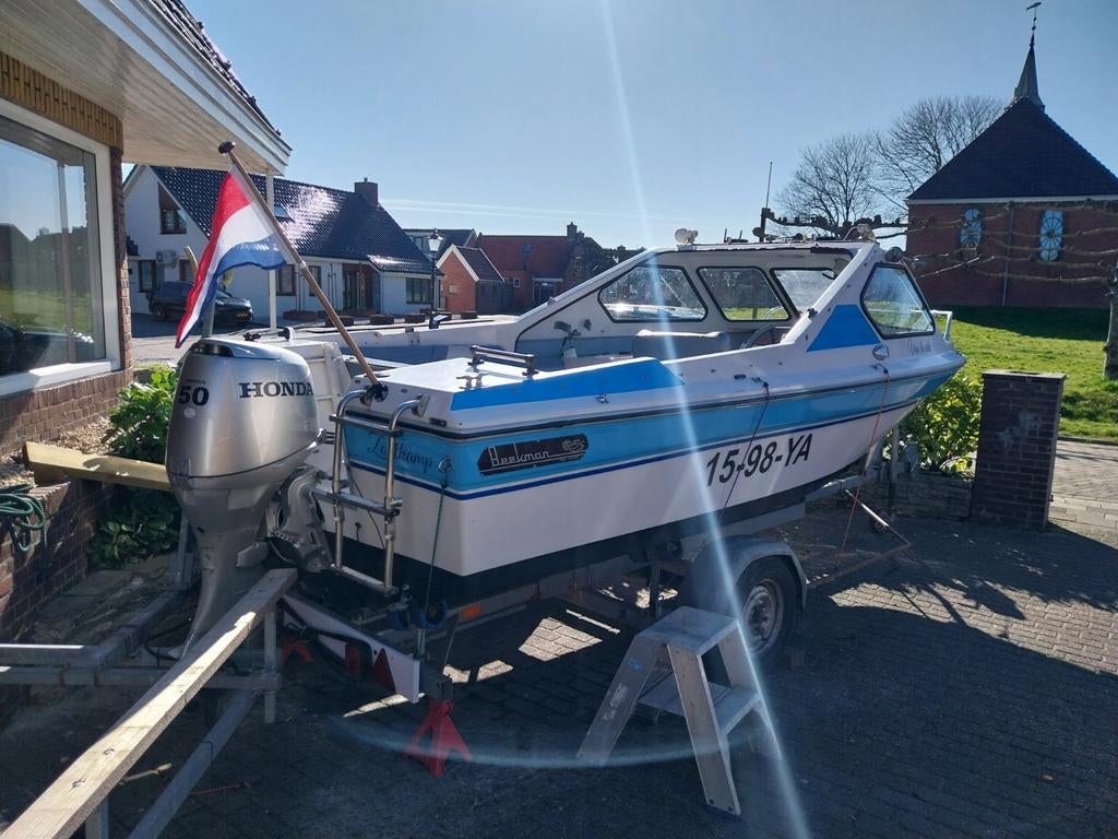 Beekman Alfa 520 Fish kajuit visboot Honda 50pk en trailer, Watersport en Boten, Vis- en Consoleboten, Ophalen, Gebruikt, 30 tot 50 pk