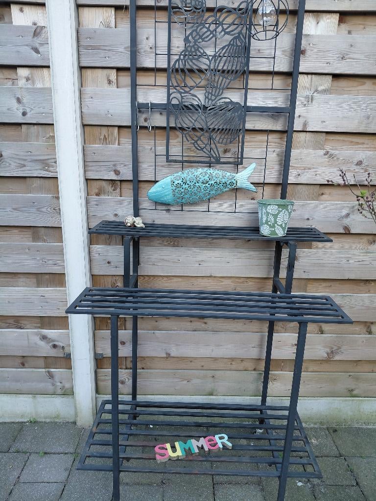 Tuin/balkonrek met assesoires, Tuin en Terras, Tuinwanddecoratie, Ophalen, Gebruikt