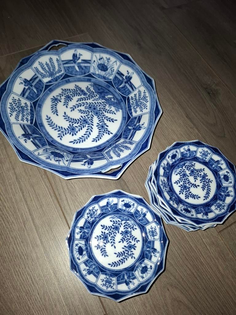 Mosa Maastricht Lange Lijs bord en 12 schoteltjes, Ophalen of Verzenden