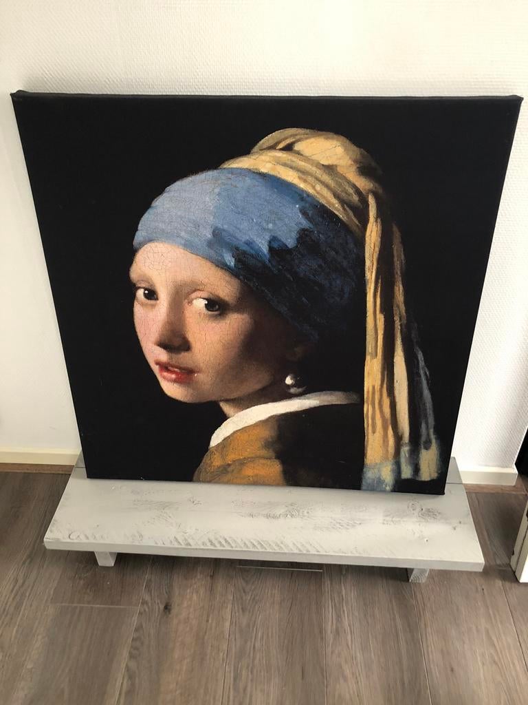 Meisje met de parel ., Ophalen of Verzenden, Zo goed als nieuw, Schilderij, 75 cm of meer
