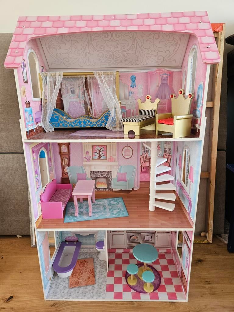 KidKraft Poppenhuis: incl. houten meubels, Ophalen, Gebruikt, Poppenhuis