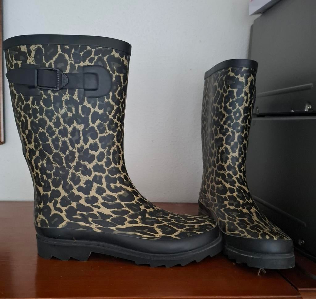 Regenlaarzen met luipaardprint, Ophalen of Verzenden, Zwart, Regenlaarzen