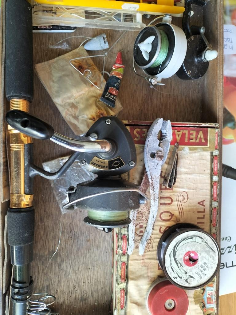 Visgereedschap: complete hengel, molen en veel onderdelen, Watersport en Boten, Hengelsport | Algemeen, Ophalen