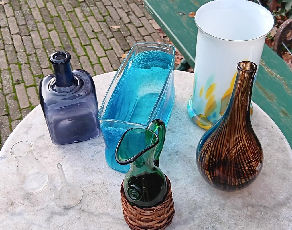 Vintage lot diverse vaasjes, glazen voorwerpen, Antiek en Kunst, Ophalen of Verzenden