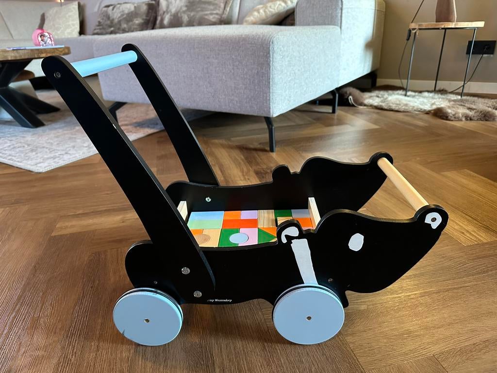 Takkie blokkenwagen, Kinderen en Baby's, Speelgoed | Houten speelgoed, Ophalen, Zo goed als nieuw