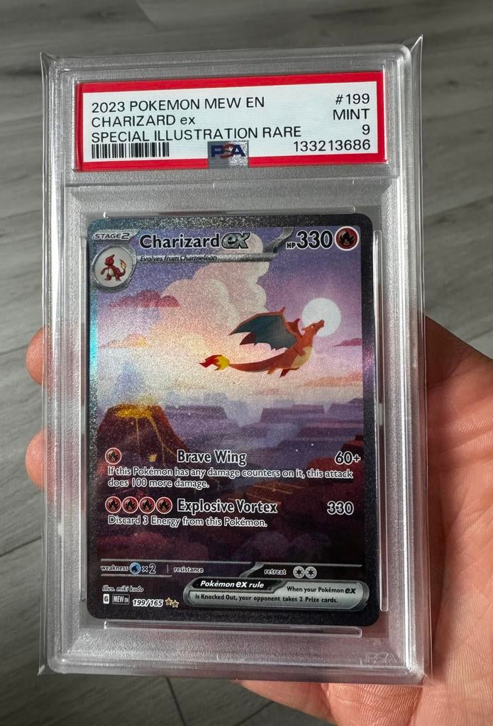 Charizard Ex (MEW #199) 151 PSA 9 - Pokémon Kaart, Hobby en Vrije tijd, Verzamelkaartspellen | Pokémon, Ophalen of Verzenden, Nieuw