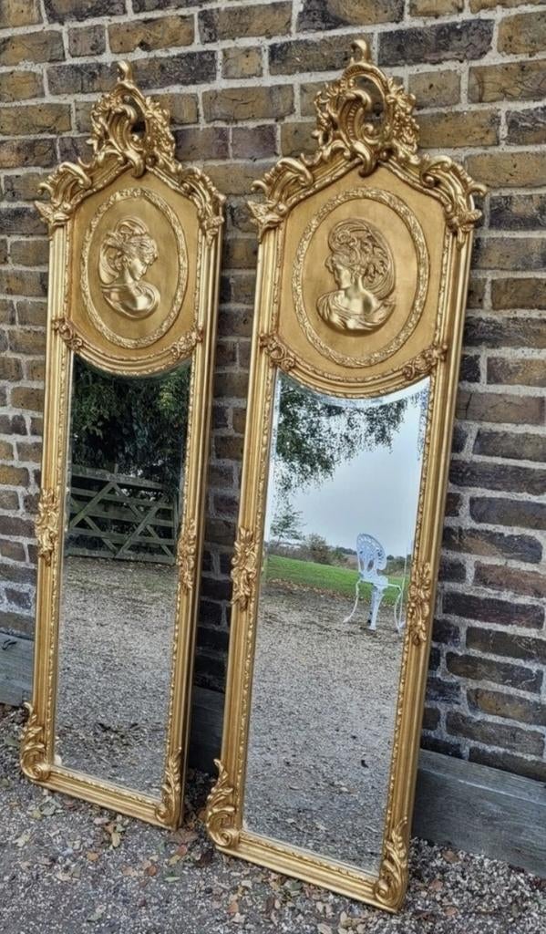 Set Elegante passpiegels, Antiek en Kunst, Antiek | Spiegels, Rechthoekig, Ophalen of Verzenden