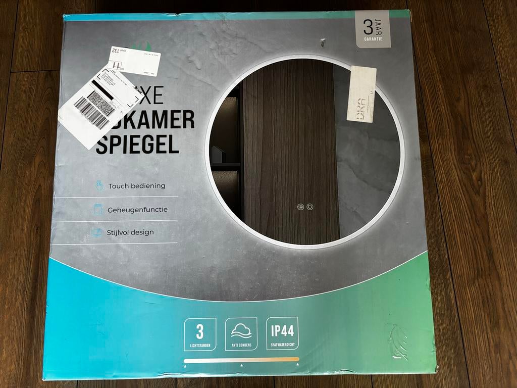 Badkamerspiegel 60cm met anti-condens & dimbare verlichting, Ophalen, Nieuw, Wit, Overige typen