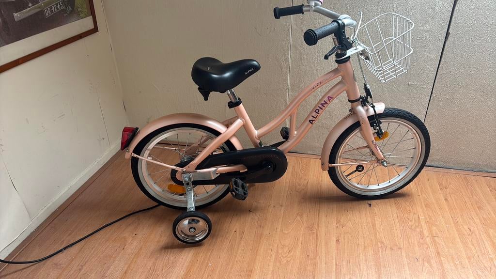 Meisjesfiets Alpina osean, Ophalen of Verzenden, Zo goed als nieuw, Minder dan 16 inch, Zijwieltjes