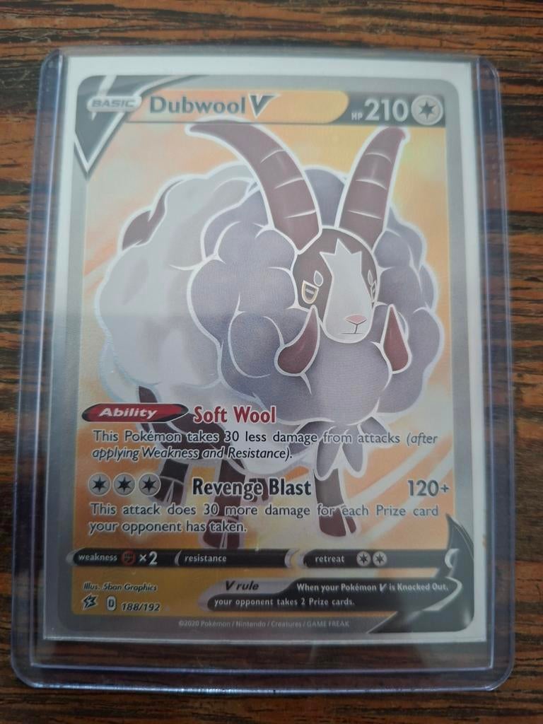 Pokemon Kaart: Dubwool V (188/192) rebel clash, Ophalen of Verzenden, Zo goed als nieuw, Losse kaart