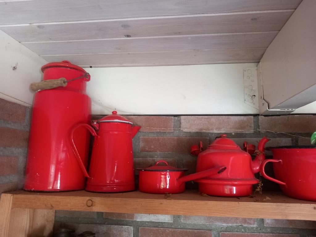 Serie oranje vintage emaille, Ophalen of Verzenden