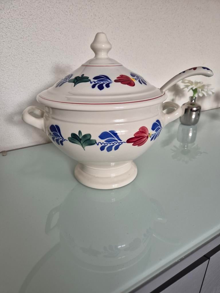 Soepterrine Boerenbont met lepel, Ophalen of Verzenden