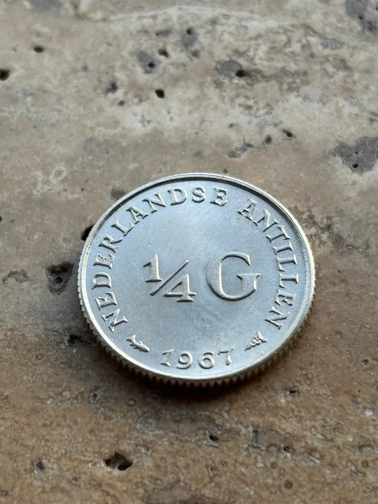 1/4 gulden 1967 Ned Antillen , TOP kwaliteit, Postzegels en Munten, Munten | Nederland, Koningin Juliana, Zilver, 25 cent, Ophalen of Verzenden