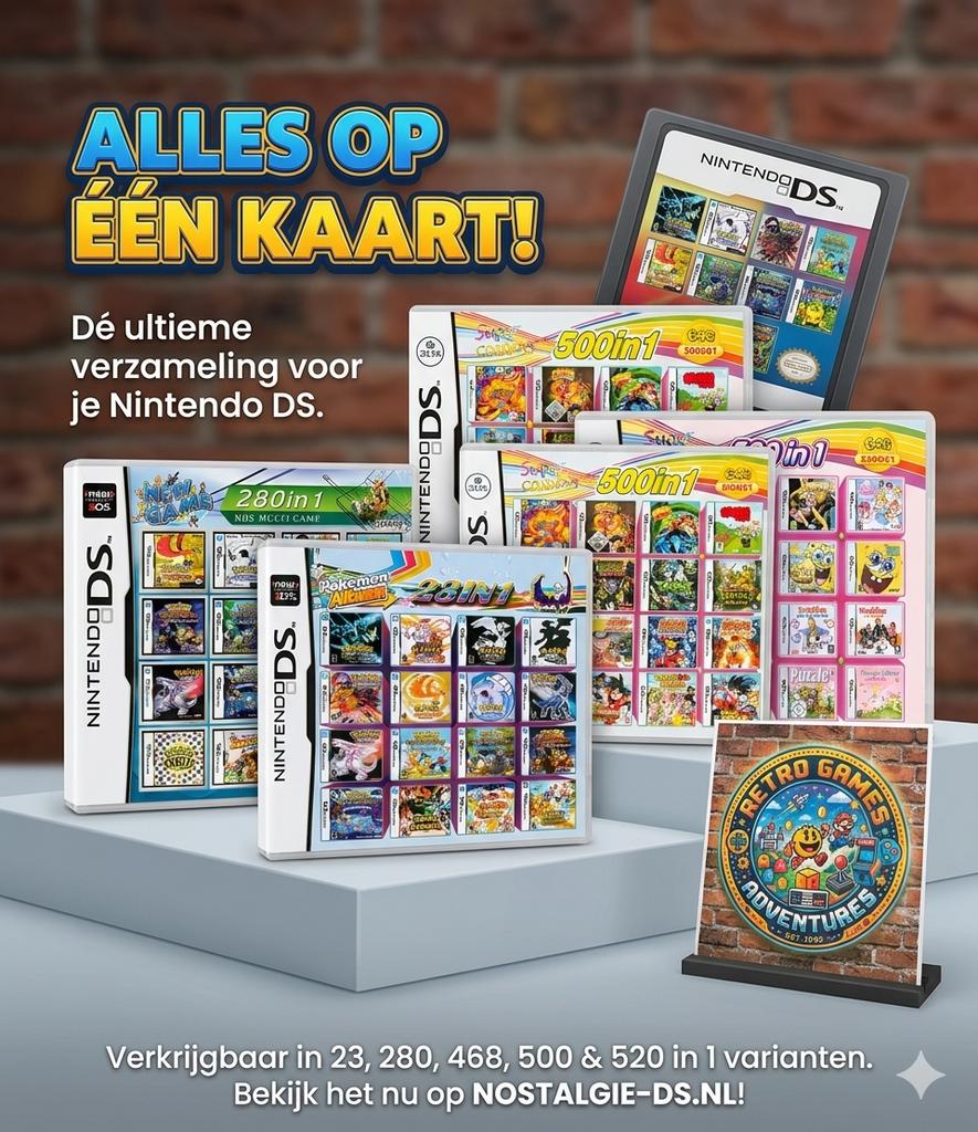 Nintendo DS 500 in 1 | Pokémon Mario Zelda | 15% KORTING, Nintendo, Nintendo, 1 speler, Nieuw
