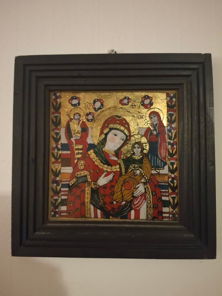 Heilige Maria icoon
Icoon, geschilderd op de achterkant van, Ophalen of Verzenden