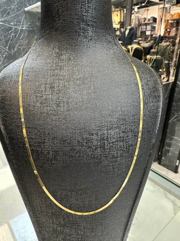 Prachtige 18k Gouden Gladde Ketting - 50 cm, Ophalen of Verzenden, Nieuw, Goud