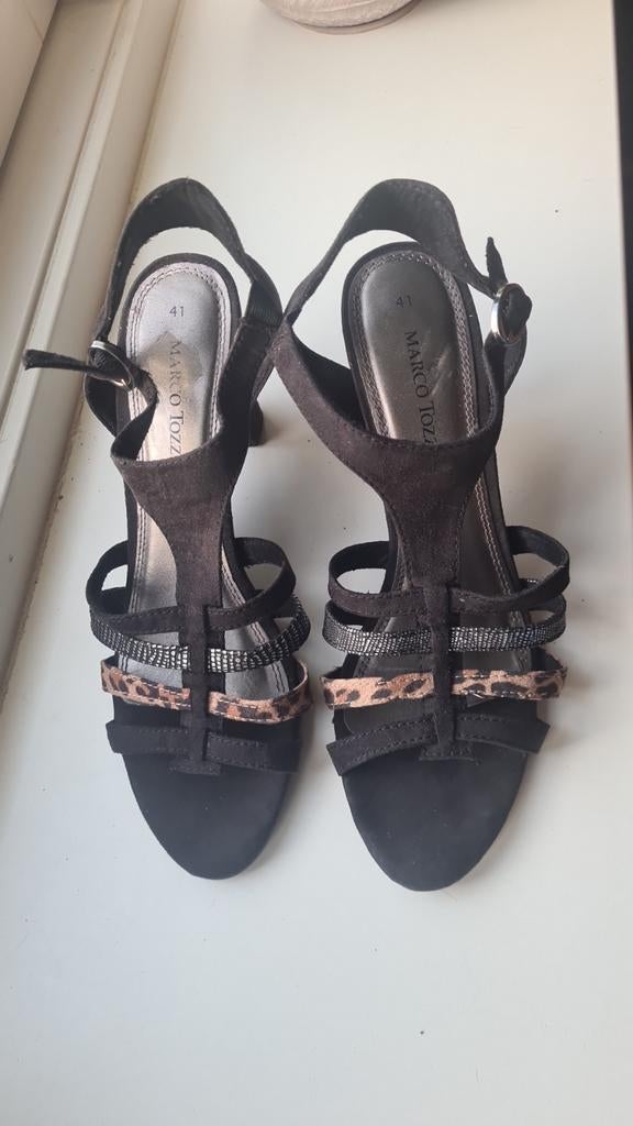 Italiaanse sandalen, dansschoenen maat 41, Ophalen of Verzenden, Zo goed als nieuw, Zwart, Sandalen of Muiltjes