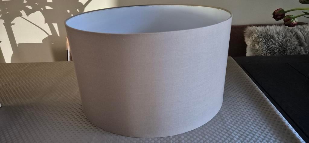 Lampenkap beige linnen, rond, Huis en Inrichting, Ophalen, Gebruikt, Beige, Rond