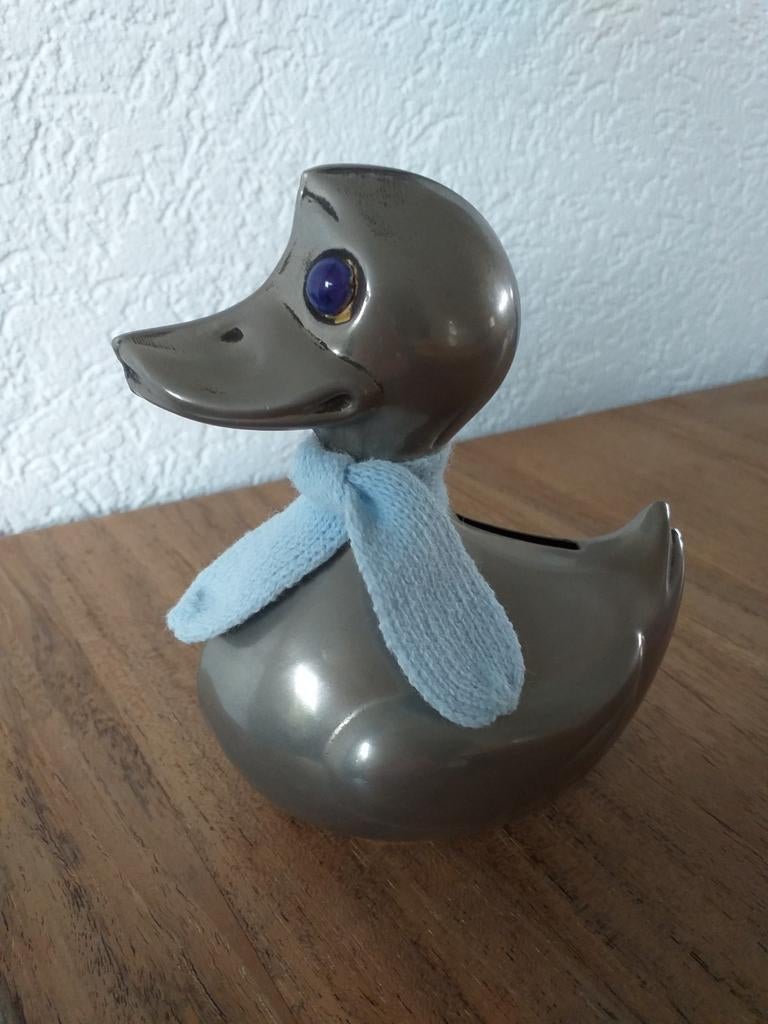 Verzilverd eendje, Ophalen of Verzenden, Zo goed als nieuw, Metaal of Blik