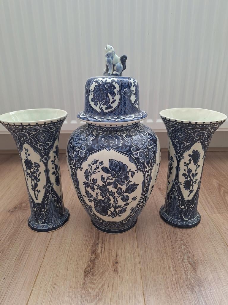Boch Delfst blauwe vazen set, Antiek en Kunst, Ophalen of Verzenden